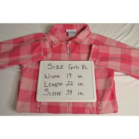 Columbia Girls XL(18-20) Pink Plaid Full Front Zip Fleece Jacket - Picture 11 of 11